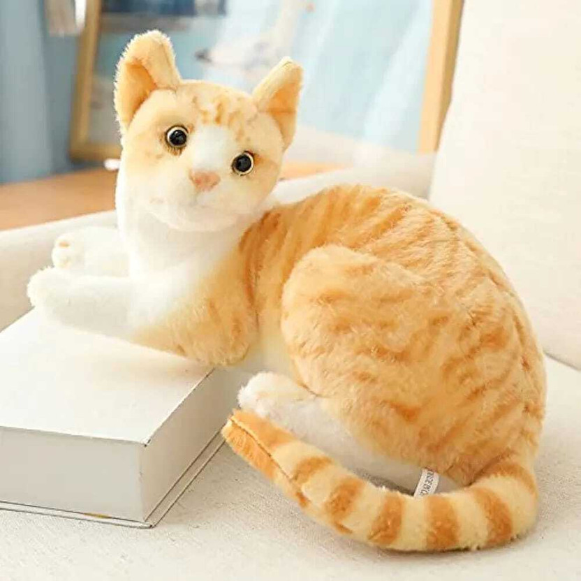 Baby Melon Soft fur Musical Cat with meow meow sound Animal toy  - 28 cm(Yellow)