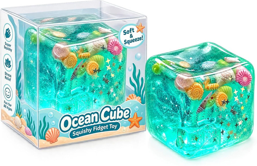 JYANAV Stress Cube Masonry Ice Squishy Stress Balls-green  - 10 cm(Grey)