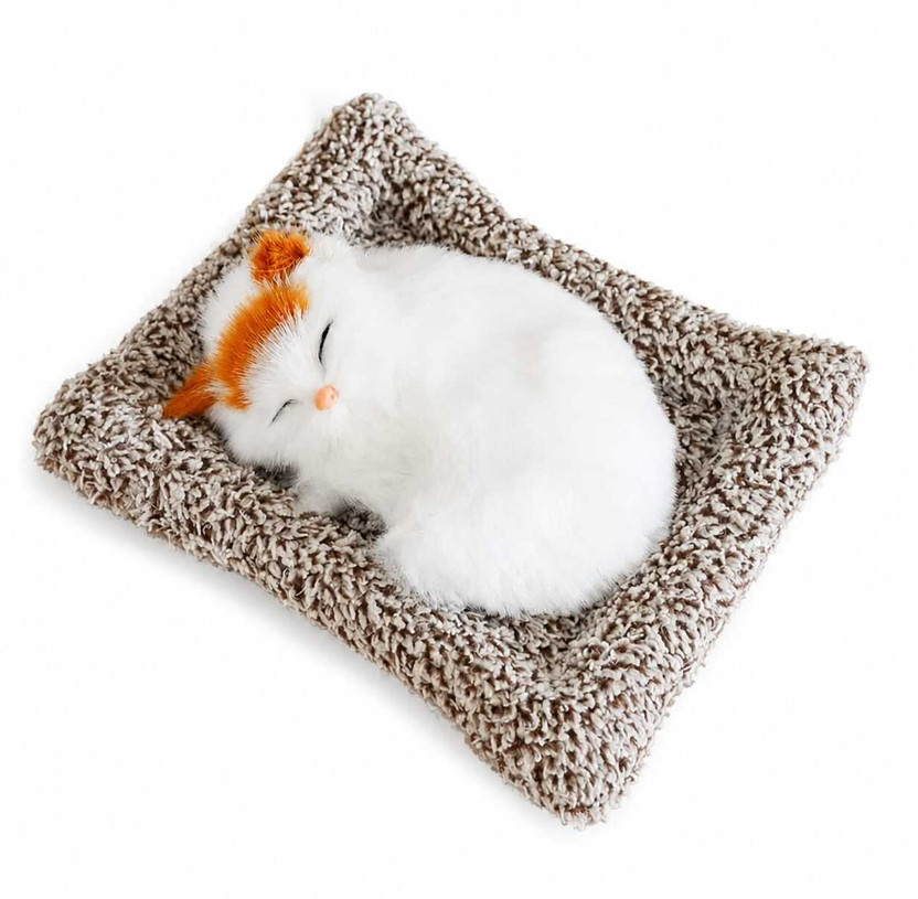Pravyon Sleeping Cat Plush Toy with Press Simulation Sound|Soft Toys with Meaw voice  - 18 cm(Multicolor)