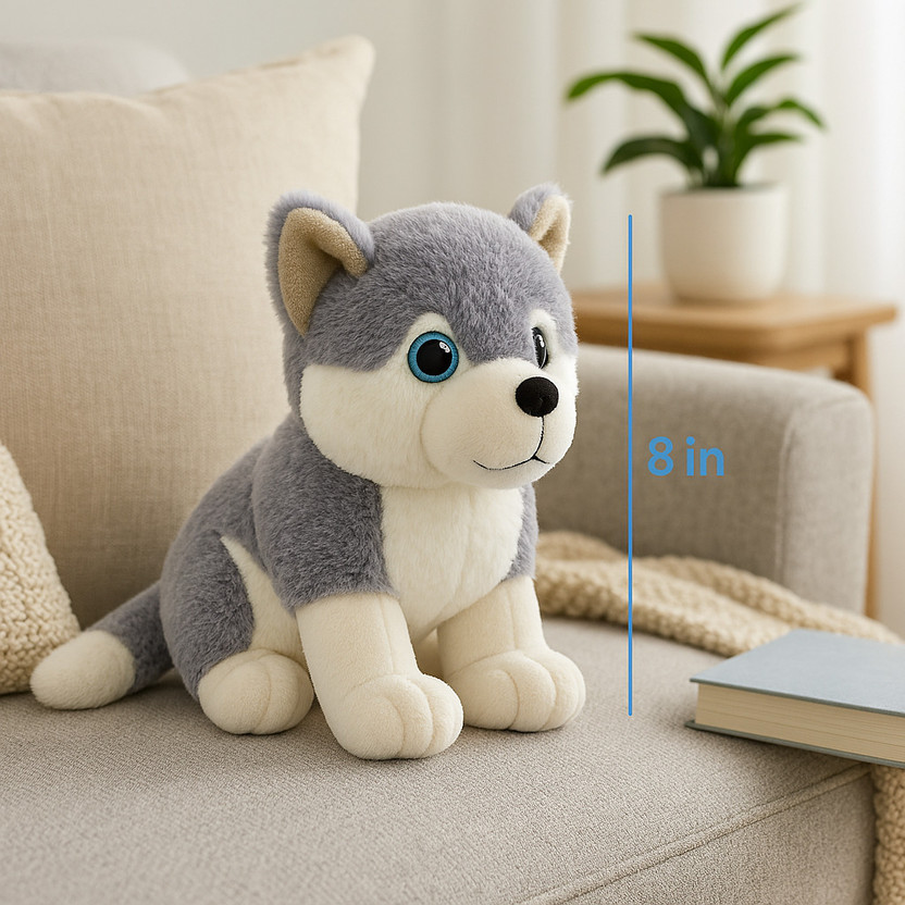 wolkwogg Husky Puppy Plush Toy – Soft Stuffed Dog Teddy for Kids  - 7 inch(Grey)