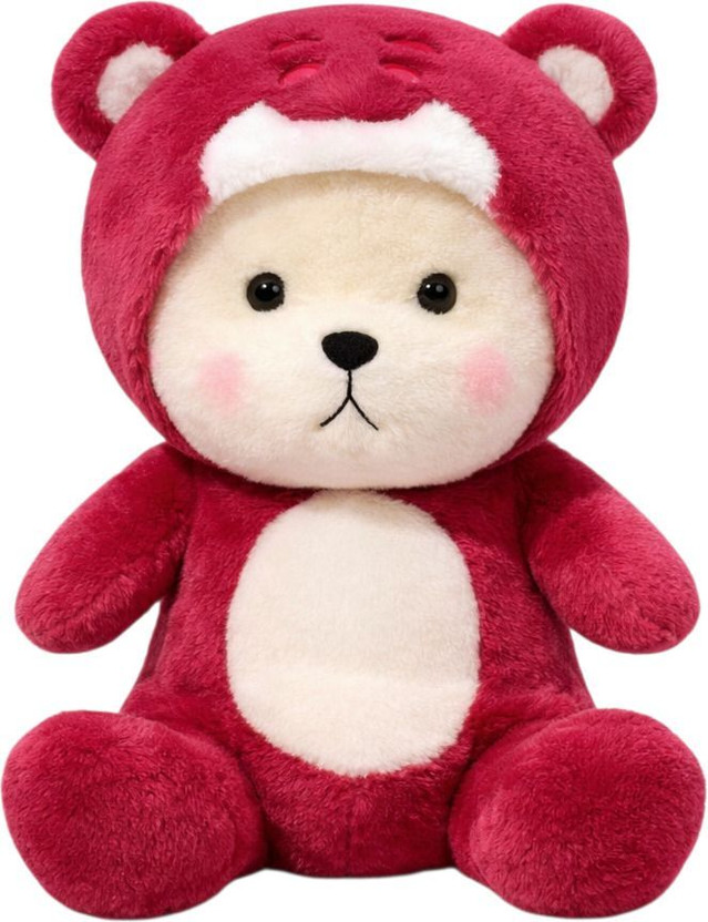 Toyovia Cute Cap Teddy Bear with Flippable Hoodie Soft Toy for Kids and Gifting  - 30 cm(Red)
