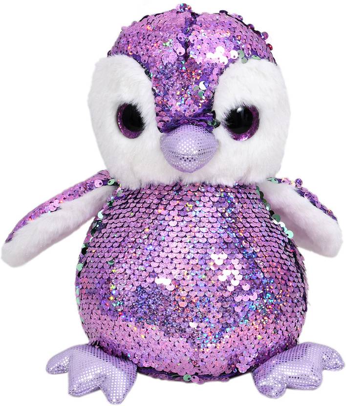 Mirada Purple Sequin Cute Plush Penguin with Glitter Eye Stuffed Soft