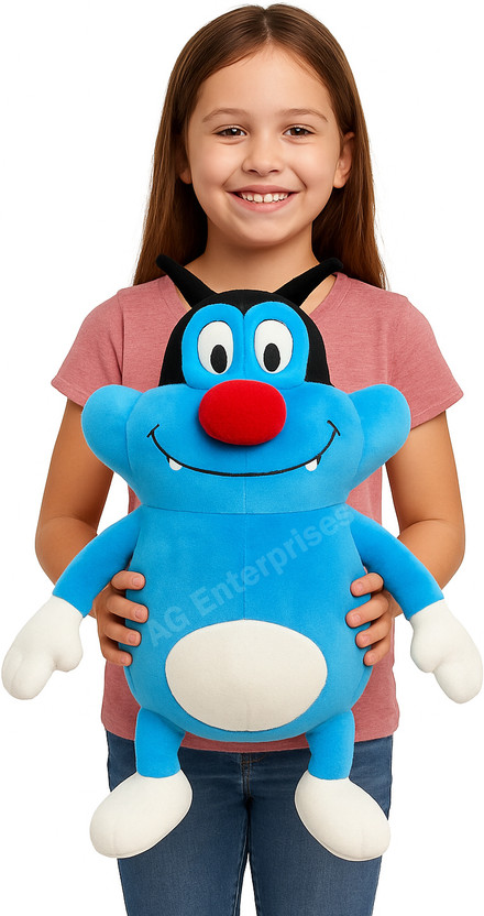 A G Enterprises Premium Oggy Plush Soft Toy | Huggable Cartoon Character Doll for Children  - 35 cm(Blue)