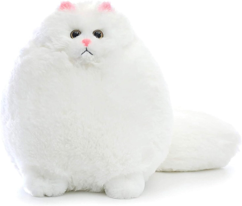 KIDSFERRY Giant Fluffy Persian Cat Plush Ultra-Soft Stuffed Animal for Kids & Adults  - 27 cm(White)