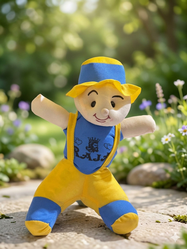SSP Wholesale Raja Soft Plush Boy Doll – Smiling Stuffed Toy for Babies and Kids  - 34 mm(Yellow, Blue)