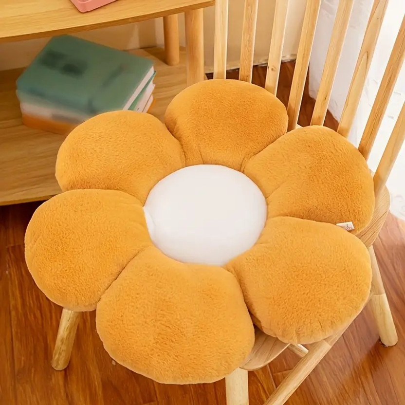 AVS Sunflower Shaped 6 Kali Cute Preppy Decorative Pillow Cushion with Fibre Filling  - 25 cm(Brown)