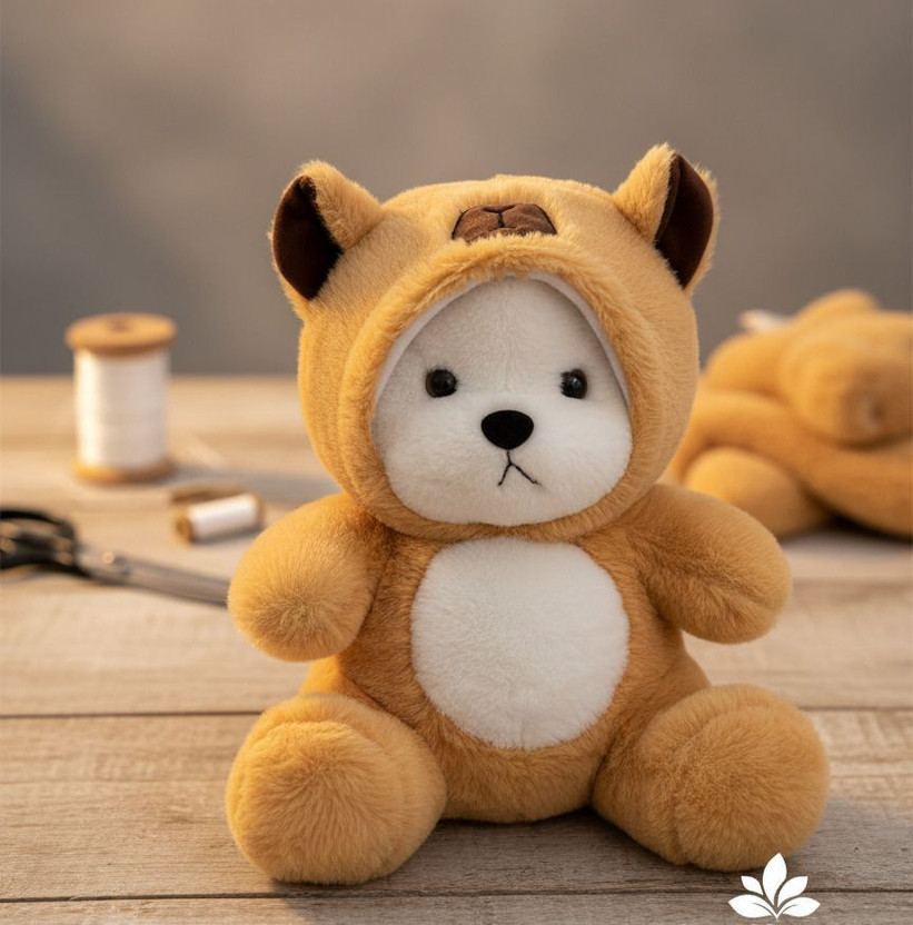 Cosy Bear Hoodie Bear Brown Soft Toy with Long Ears – Cute & Trending Plush for Kids  - 28 cm(Brown)