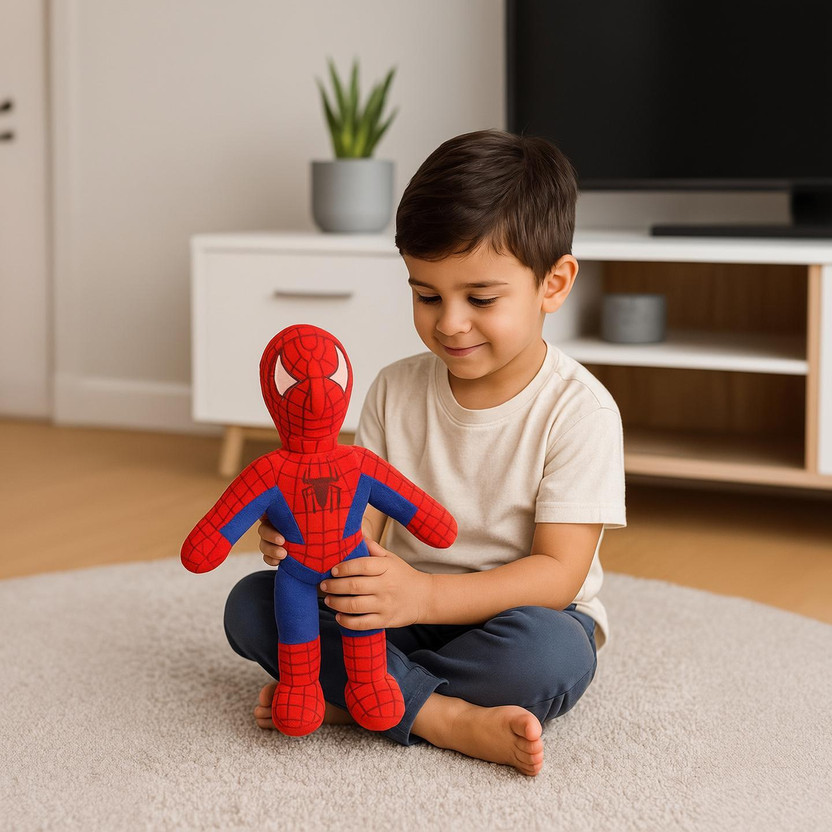 FUN KIDS Superhero Stuffed Plush Doll,Spiderman Soft Toy,  - 10 cm(Red)