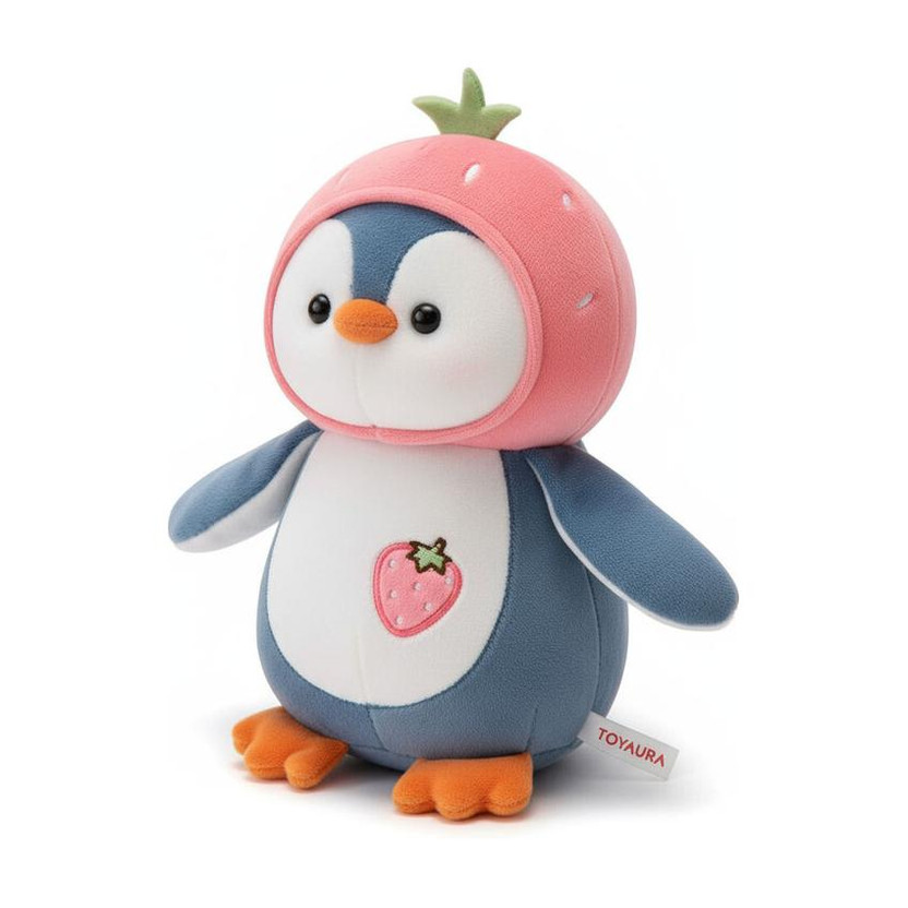 TOYAURA Pink Fruit Penguin Soft Toy – Cute Plush Stuffed Animal for Kids,Birthday Gift  - 22 cm(Pink)