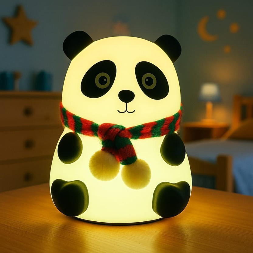 FINARO new Cute Panda toy 7 Color Changing Animal Night Light For Kids Bedroom  - 13 cm(White)