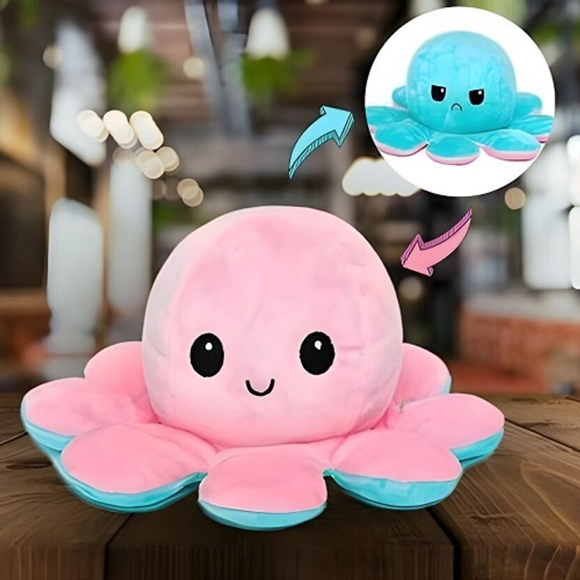 DRM Reversible Octopus Toy Mini Plush Stuffed Animal Toy  - 18 cm(Multicolor)