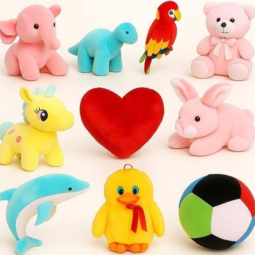 Macros Super Soft 10 Complete Pack Stuffed/soft toy Combo of Teddy Bear for kids / Gift  - 25 cm(Blue, Pink, Yellow, Black)