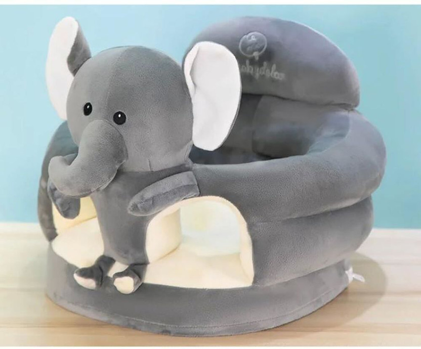 WIPLK ELEPHANT SITTING SOFA/BABY SITTING SOFA/KIDS SITTING SOFA/SOFT TOYS  - 35 cm(Grey)