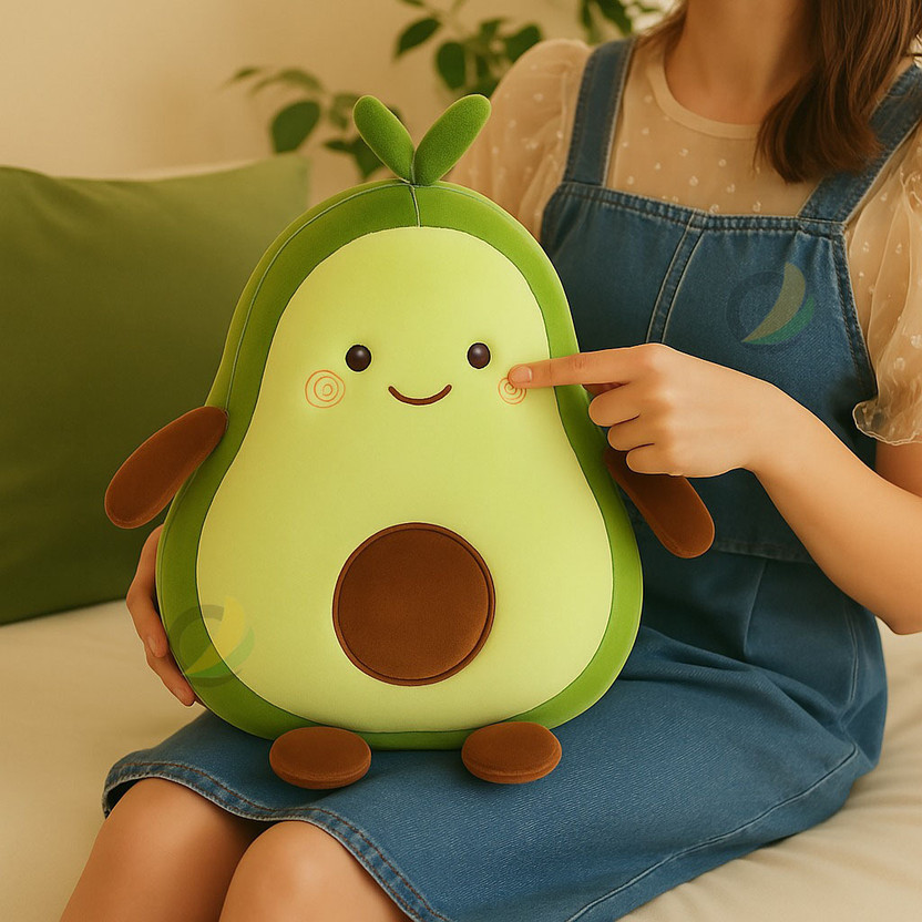 MARSELITE Avocado Pillow Plush Toy – Soft, Cuddly, Cute Gift for Kids & Adults  - 35 mm(Green)