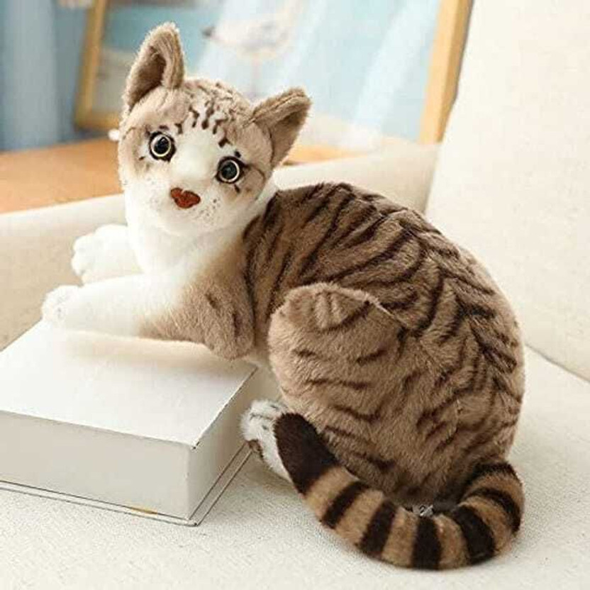 Baby Melon Soft Fur Musical Cat With Meow Meow sound Animal Toy  - 28 cm(Brown)