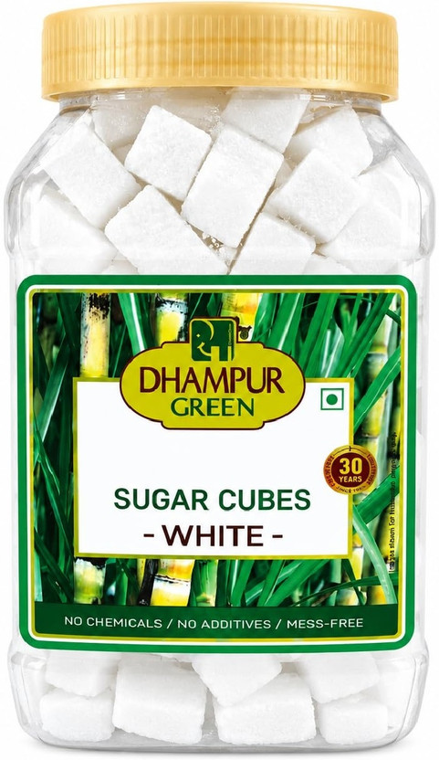 DHAMPUR GREEN White Sugar Cubes For Tea And Coffee | No Chemicals | Sulphurless White Sugar(800 g)