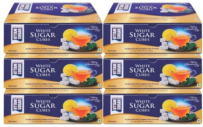 Uttam White sugar cubes Sugar(3 kg, Pack of 6)