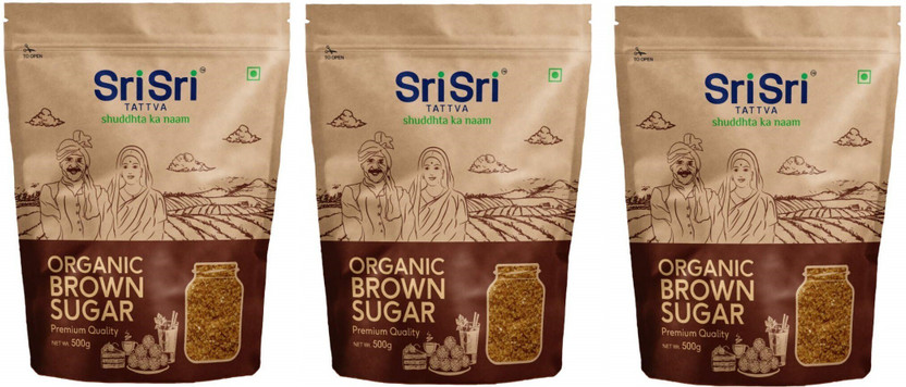 Sri Sri Tattva Brown Sugar, 500g each ( Pack of 3) Brown Sugar(1500 g, Pack of 3)