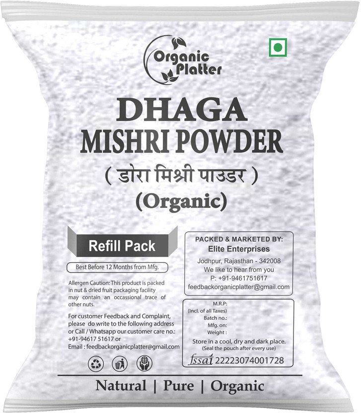 Organic Platter Dhaga Mishri powder Rock Sugar Powder Crystal Powder kunja Dora Mishri Powder Sugar(400 g)