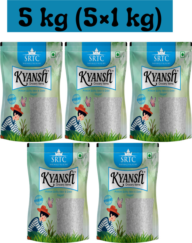 Kyansh 5kg (5×1kg) Pack of white premium sugar Sugar(5 kg, Pack of 5)