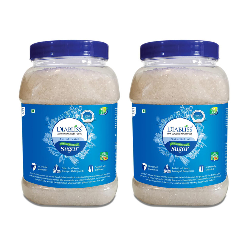 DiaBliss Low Glycemic Index Reusable Jar Refined Sugar(2 kg, Pack of 2)