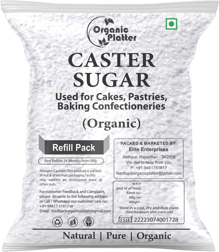 Organic Platter Castor Sugar|Desi Shakkar|Pisi Desi khand |White Sugar Powder for Baking|Refill Castor Sugar(200 g)