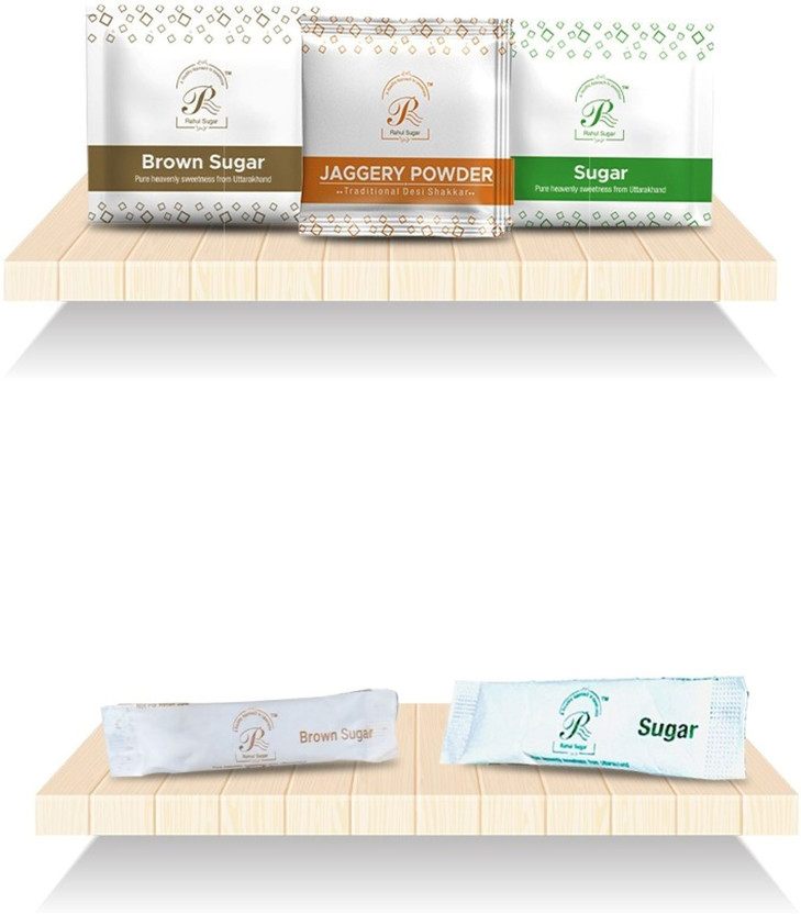 Rahul Sugar Sachet Combo Pack White Brown & Jaggery Sachet Healthy Sweetener for Daily Use Brown Sugar(4.5 kg, Pack of 5)