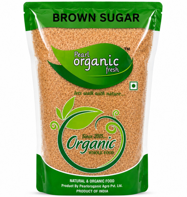 Pearl Organic Fresh Organic Brown Sugar Unrefined | Chemical Free | Sulphur Free Natural Sugar Brown Sugar(500 g)