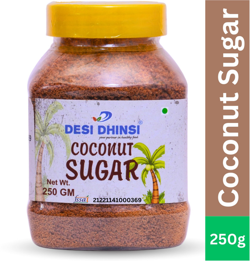 DESI DHINSI Organic Coconut Sugar With Low GI Sugar Alternative Natural Vegan Sweetener Coconut Sugar(250 g)