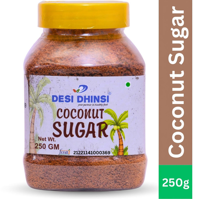 DESI DHINSI Organic Coconut Sugar With Low GI Sugar Alternative Natural Vegan Sweetener Coconut Sugar(250 g)