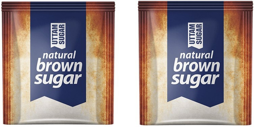 Uttam NATURAL BROWN SUGAR SACHET 5GX200 SACHET Sugar(1 kg, Pack of 2)
