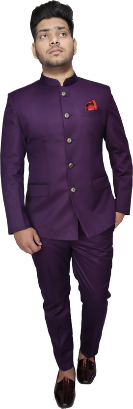 Pant Set Solid Men Suit 