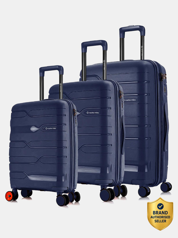 NASHER MILES Paris Polypropylene Hard-Sided Trolley Bags 55, 65 & 75 cm for Travel & Business Cabin & Check-in Set 8 Wheels - 28 inch