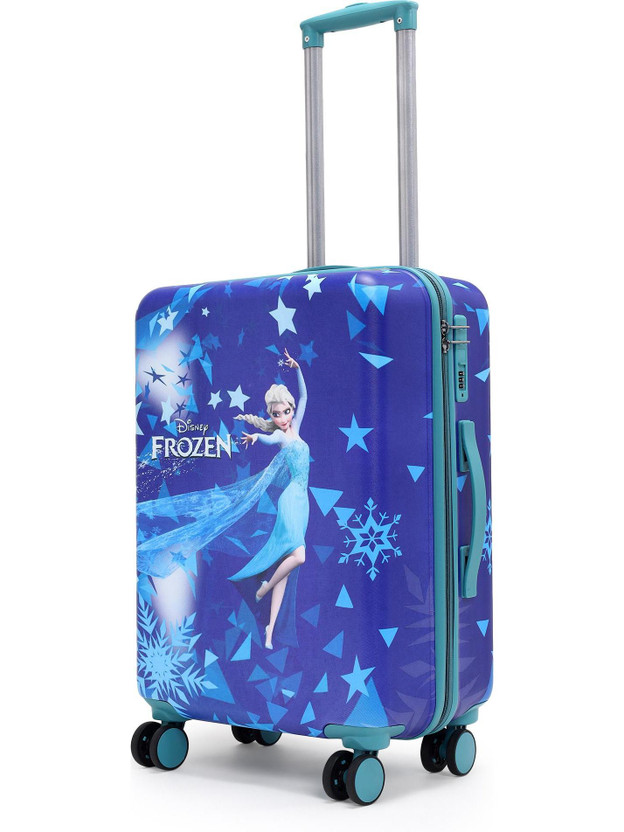 DISNEY Novex 18 Inch Original Frozen Hard Sided Polycarbonate Kids Trolley (Blue, 18") Cabin Suitcase 4 Wheels - 18 inch