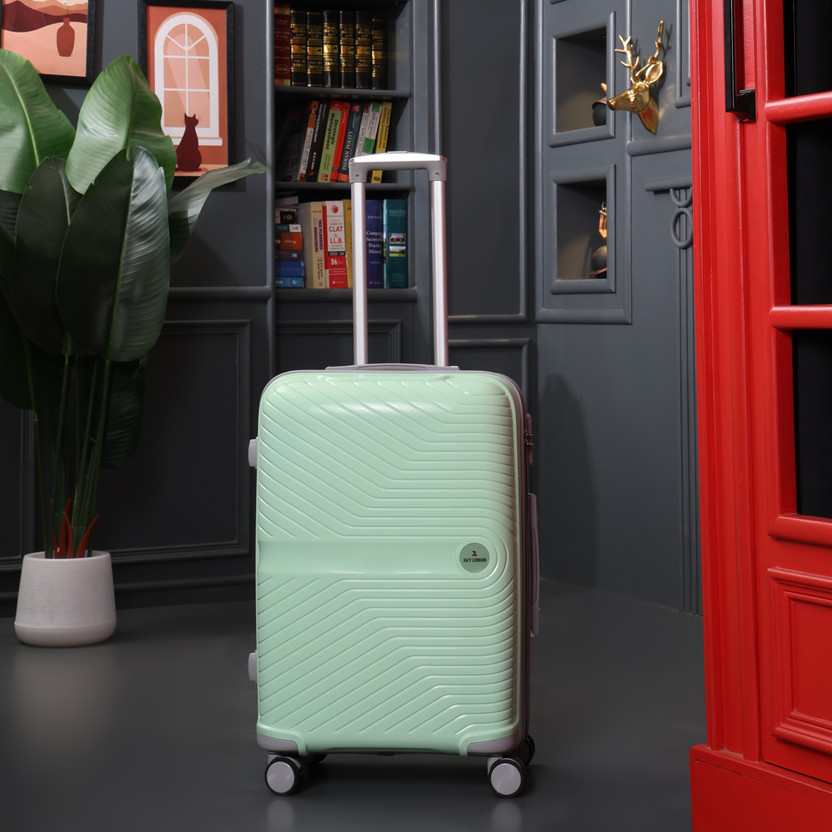 JACY LONDON Hard Sided PP 4 Wheel Spinners, Expandable Bag with Combi Lock Check-in Suitcase 8 Wheels - 26 inch