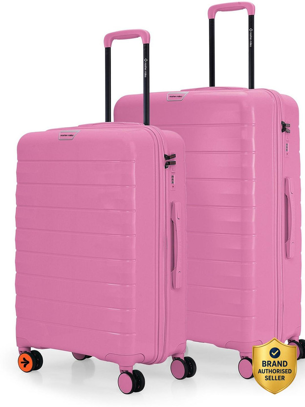 NASHER NASHER MILES Vienna Hard-Sided Polypropylene Luggage Set of 2 Pink Trolley Bags (65 & 75 cm) Check-in Suitcase 8 Wheels - 28 inch - Flipkart Deal
