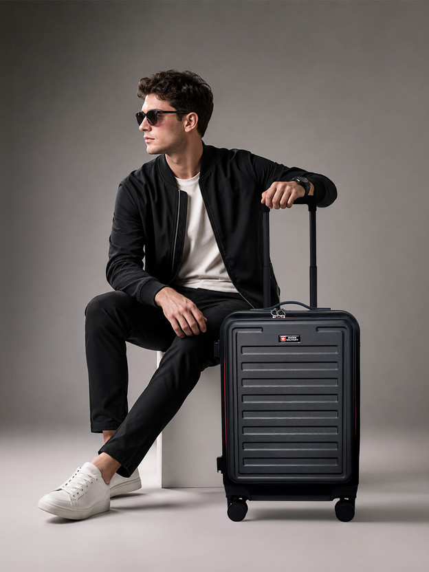 SWISS MILITARY PRIMUSPLUS Hard Shell Laptop Trolley Luggage Bag Cabin Suitcase 8 Wheels - 21 inch