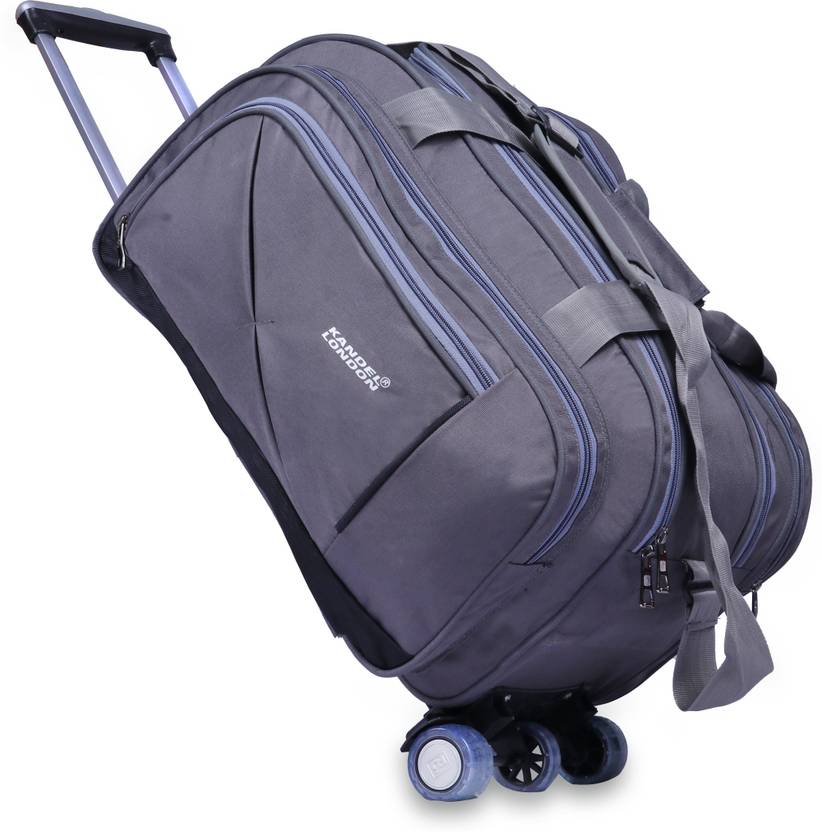 Kandel London Rolling Travel Duffel Bag Luggage with Wheels and Steel
