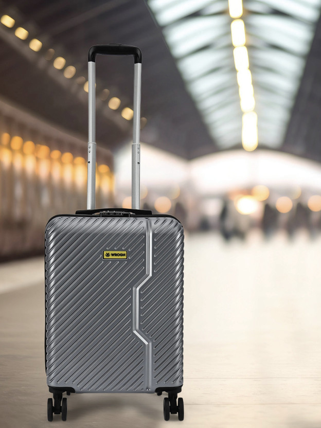 WROGN Vivid-Light-Weight & Durable Polycarbonate Silver Hard Luggage Cabin Suitcase 8 Wheels - 20 Inch