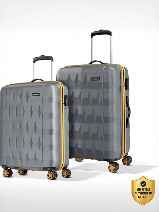 aristocrat hard body set of 2 luggage 8 wheels - comet set of 2 trolley bag 56, 66cm, small+medium hard luggage, 8-wheel suitcase - grey
