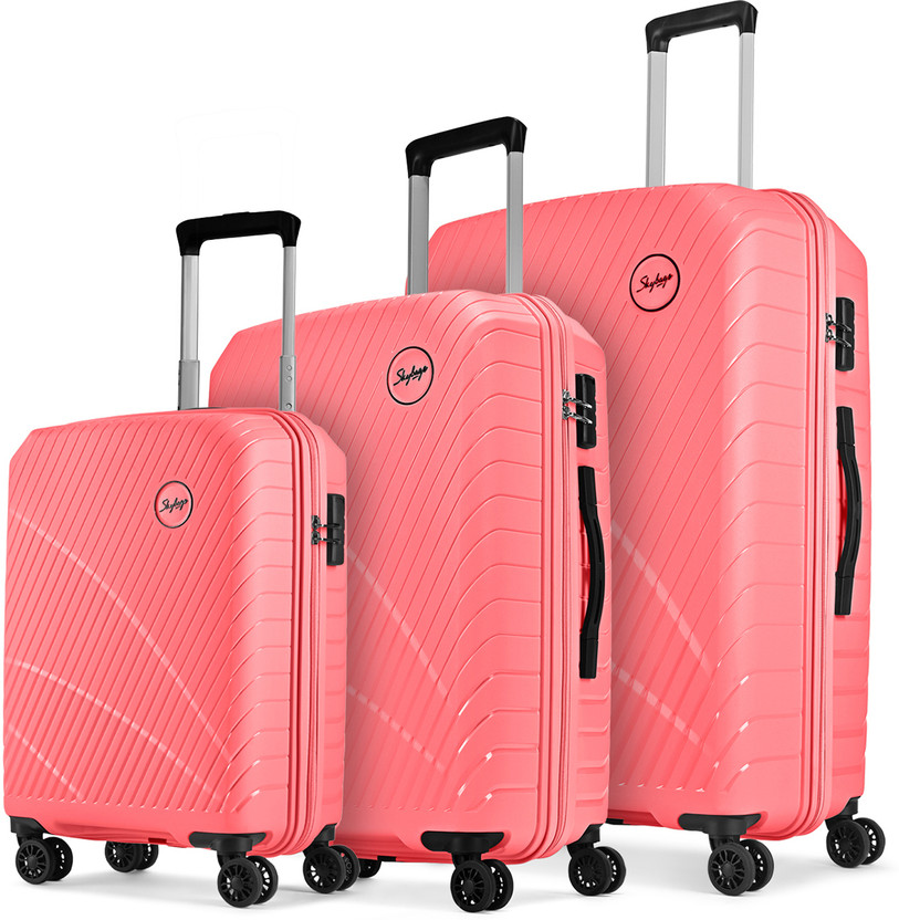 SKYBAGS Streax Set of 3 Trolley Bag 55, 66 & 76cm | Hard Luggage | Combination Lock Cabin & Check-in Set 8 Wheels - 30 inch