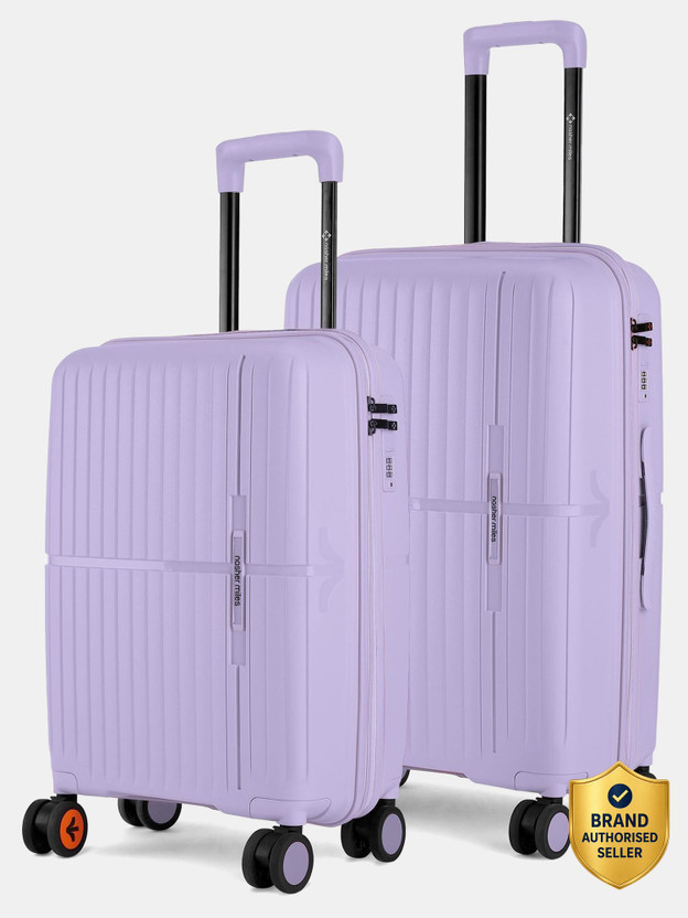 NASHER MILES Sprgfield HardSide Polypropylene of 2 Pastel Purple Trolley Bag(55&65cm) Cabin & Check-in Set 8 Wheels - 24 inch