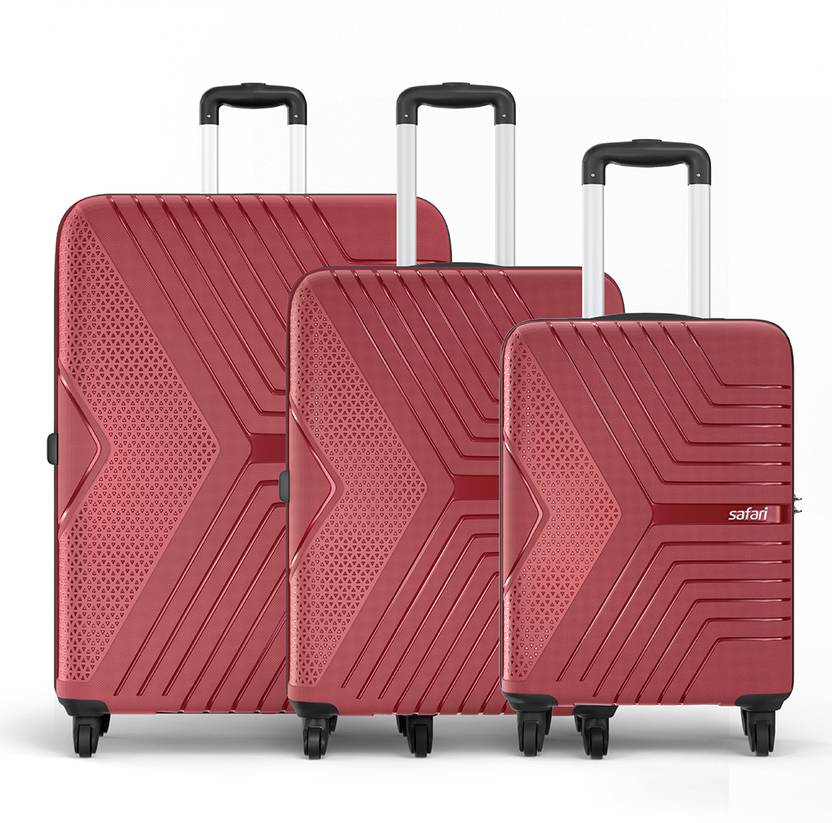 SAFARI Hard Body Set of 3 Luggage – ZENO 4W – Maroon