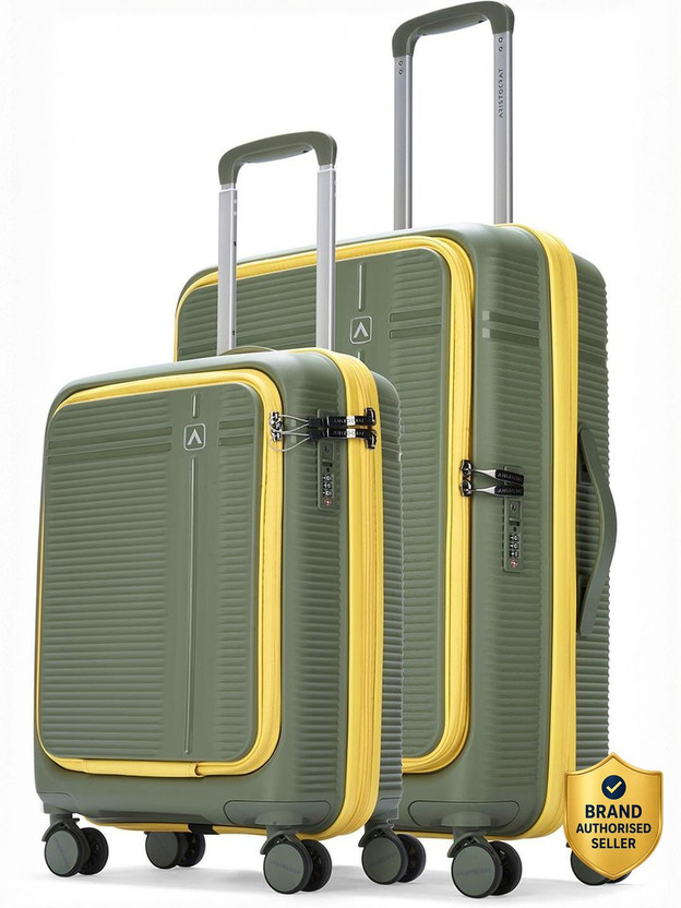 ARISTOCRAT Solana Set of 2 Trolley Bag | Hard Luggage with Laptop Compartment & TSA Lock Cabin & Check-in Set 8 Wheels - 26 inch
