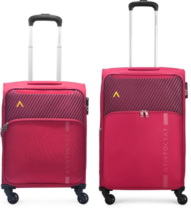 ARISTOCRAT STRIKER 4W STROLLY Set of 2 (Small 55 cm| Medium 69cm) MAROON Expandable  Cabin & Check-in Set 4 Wheels - 27 Inch