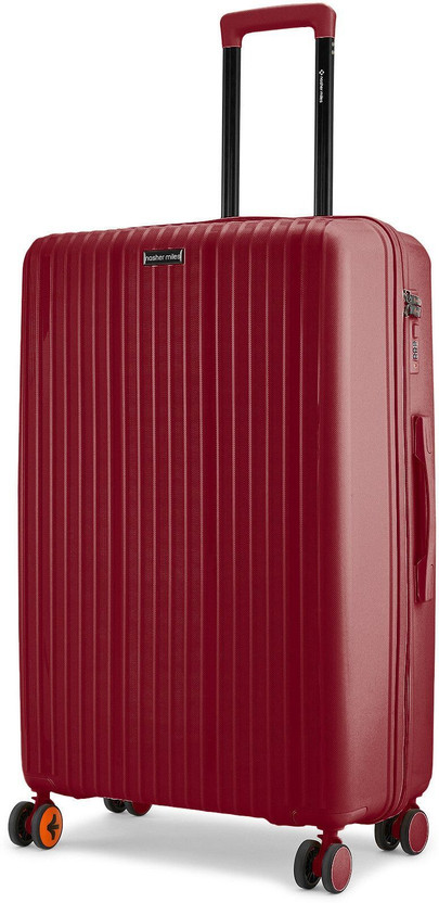 NASHER MILES Pondicherry Hardside Polypropylene Maroon Trolley Check-in Suitcase 8 Wheels - 28 inch