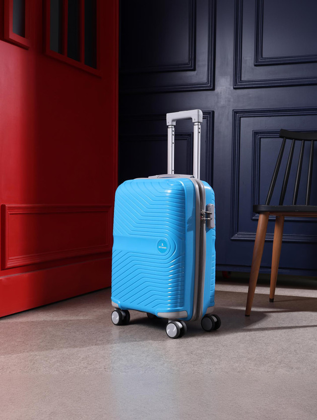 JACY LONDON Hard Sided ABS and PP 4 Wheel Spinners, Expandable Bag with Combi Lock Cabin Suitcase 8 Wheels - 22 inch
