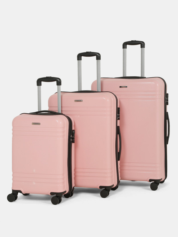 Teakwood Leathers Unisex Textured Set of 3 Trolley Bag (Small-Medium-Large,Rose) Cabin & Check-in Set 8 Wheels - 30 INCH