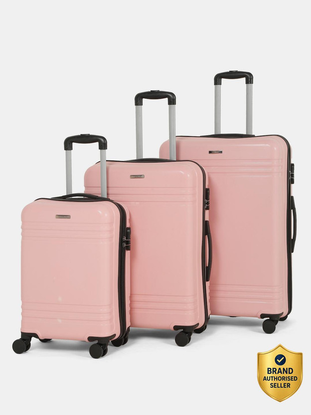Teakwood Leathers Unisex Textured Set of 3 Trolley Bag (Small-Medium-Large,Rose) Cabin & Check-in Set 8 Wheels - 30 INCH