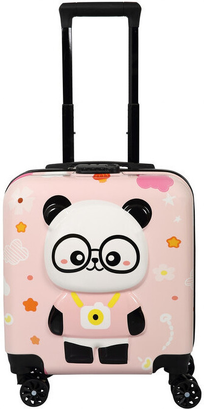 POLO CLASS Baby Panda Hard-Sided Polycarbonate Kids Trolley Bag -18 Inches- Light Pink Cabin Suitcase 4 Wheels - 18 Inch